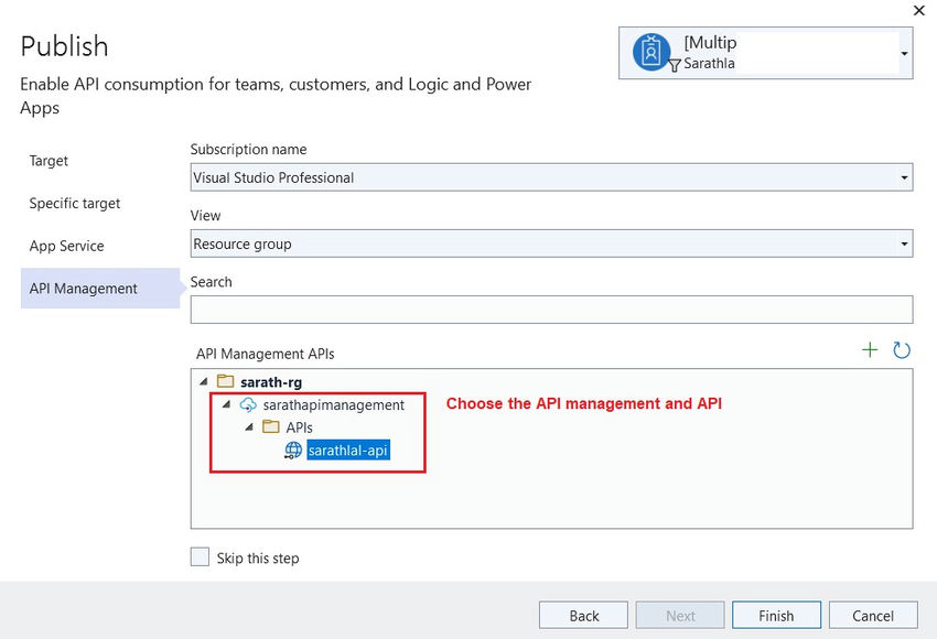 Publish Choose the API Management-22